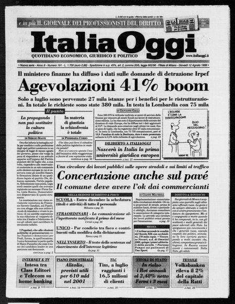 Italia oggi : quotidiano di economia finanza e politica